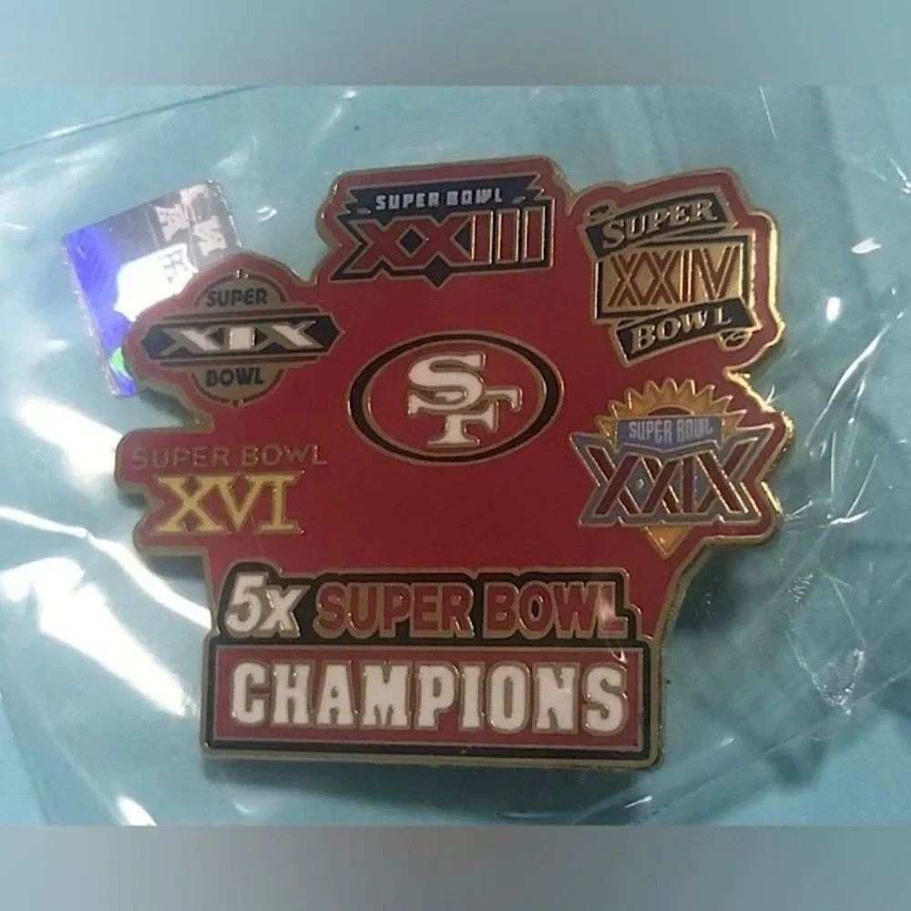 San Francisco 49ers -5X Super Bowl World Champions Pin NFL -New +Bonus Bundle